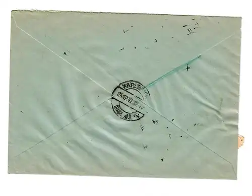 Lettre recommandé de Gutach 1947 à Karlsruhe