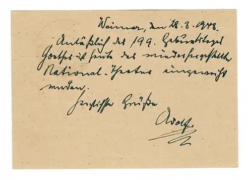 Ganzsache Weimar mit Sonderstempel Eröffnung Nationaltheater 28.8.1948