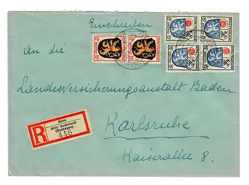 Einschreiben Horn über Radolfzell 1947 nach Karlsruhe