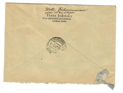 Inscrivez-vous à Großeichholzheim pour Karlsruhe en 1947