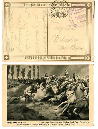 2x AK Kriegsbilder: Rückzug der Russen, Reitergefecht bei Albert, 1915