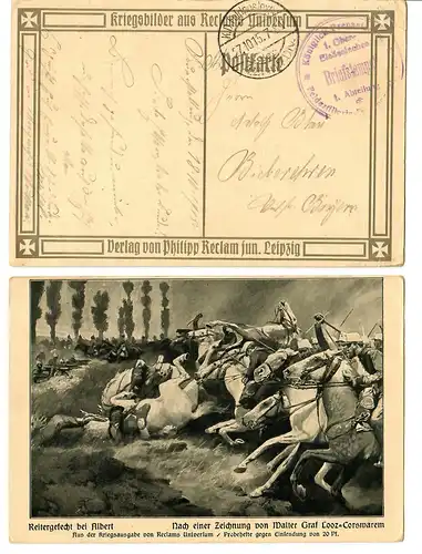 2x AK Photos de guerre: retrait des Russes, combat équestre chez Albert, 1915