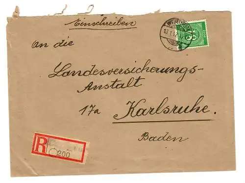 Inscrivez-vous à Wertheim en 1947 pour Karlsruhe