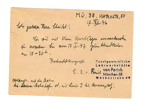 Ganszache Munich Neuabing 1946, frais supplémentaires, marques invalides