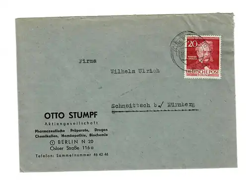 Lettre de Berlin 1953 à Schaittach/Nürnberg