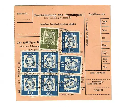 Paketkarte Weihenzell/Ansbach nach Karl-Marx-Stadt 1964