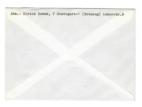 Einschreiben Stuttgart 1970 nach Fellbach