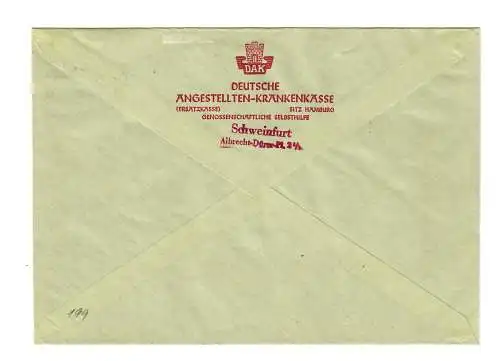 Lettre de Schweinfurt 1954.