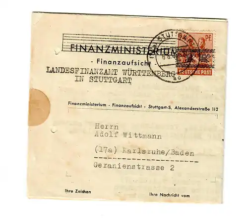 Stuttgart 1948, Ministère des Finances après Karlsruhe.