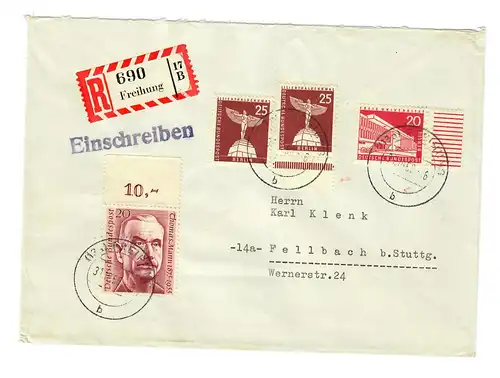 Einschreiben Freihung 1959 nach Fellbach