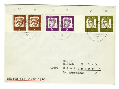 Brief aus Fellbach 1970 nach Stuttgart