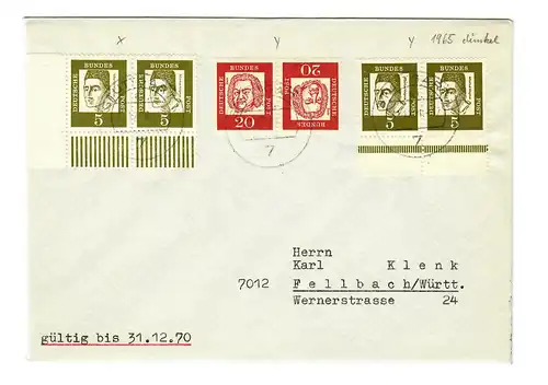 Brief aus Fellbach nach Stuttgart 1970