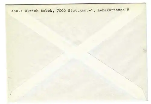 Lettre de Fellbach en 1970 à Stuttgart