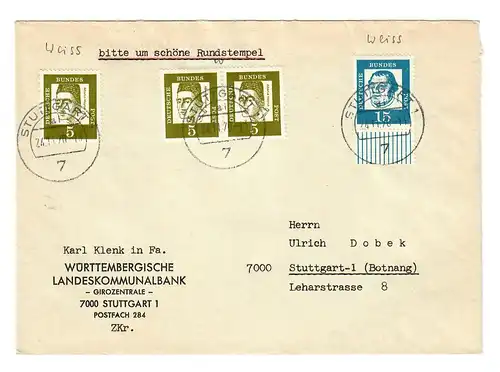 Brief  aus Stuttgart 1970 nach Botnang