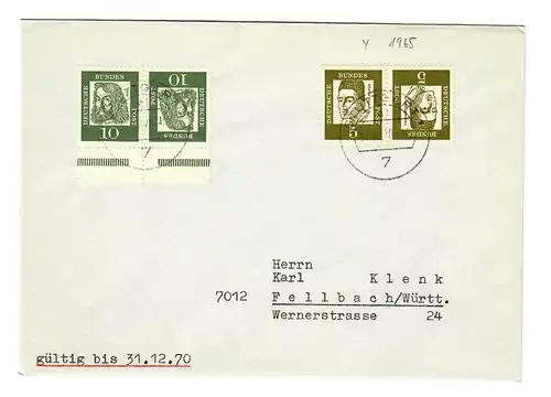 Brief  aus Stuttgart nach Fellbach 1970 aus MH