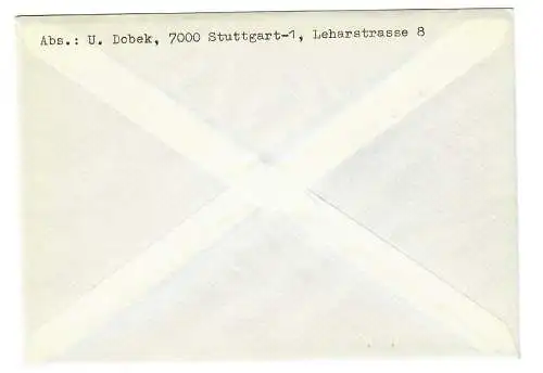 Lettre de Stuttgart à Fellbach 1970 de MH