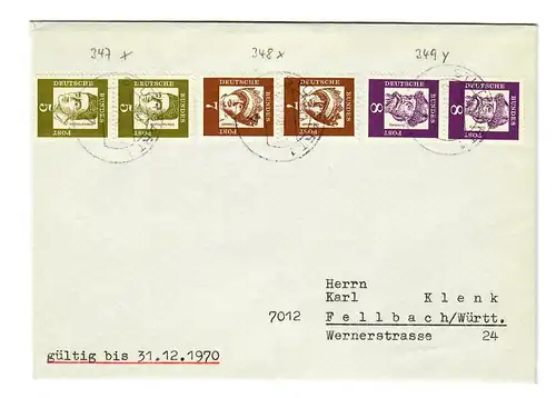 Belle lettre de Stuttgart vers Fellbach 1970