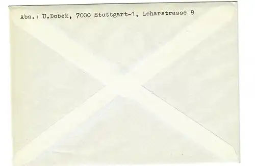 Belle lettre de Stuttgart vers Fellbach 1970