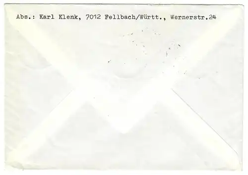 Schöner Brief aus Stuttgart nach Großaltdorf bei Gaildorf 1970