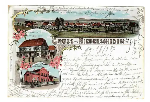 Ansichtskarte "Gruss aus Niederscheden" 1899 nach Braunschweig