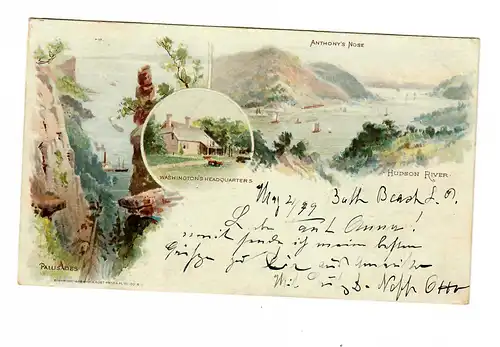 Post card privat mailing, 1899, Brooklyn NY, Bath Beach Sta to Chemnitz/Germany
