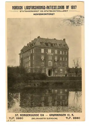 post card Gronningen, Malling 1917 to Kopenhagen, Werbekarte Versicherung