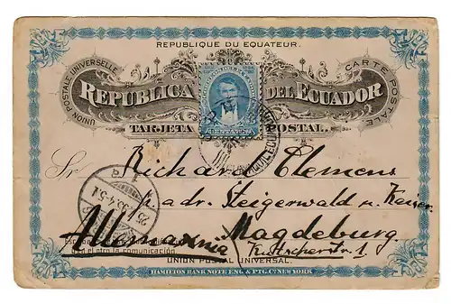 Ecuador 1895 post card to Magdeburg