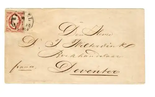 catalog #2, PL III, the cancel is "Bommel" type B on cover to Deventer, 1855