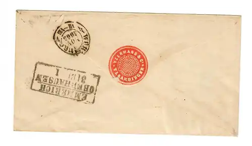 Vlaardingen, pair, 1865 to Würzburg, cat #5, railway cancel