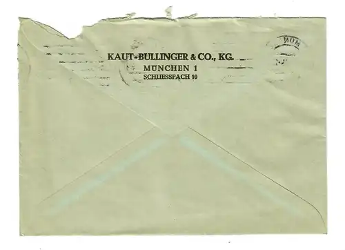 Lettre de Munich en 1953 avec Posthorn - PERFIN