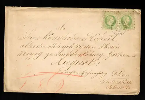 Ortsbrief Wien, doppeltes Porto, MeF MiNR. 36 I