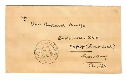 Kedah cover 1925 from Jitra to Forst/Lausitz in Germany