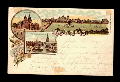 Ansichtskarte Worms 1900 nach Eula/Forst/Lausitz