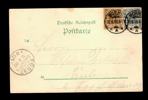 Carte de vue Worms 1900 vers Eula/Forst/Lausitz