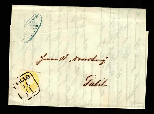 Brief aus Prag nach Gabel 1862, MiNr. 18a