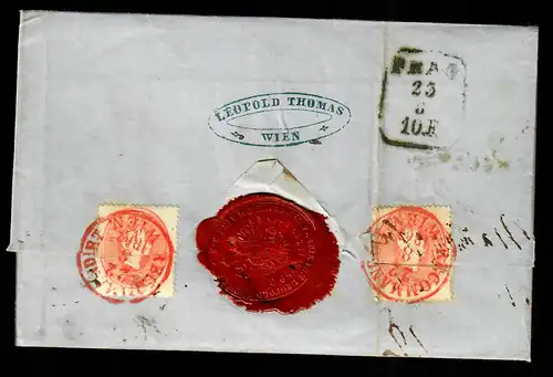 Brief aus Wien 1862 nach Grastitz/Böhmen