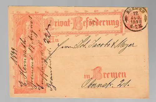 Carte postale Transport privé Brême 1899.