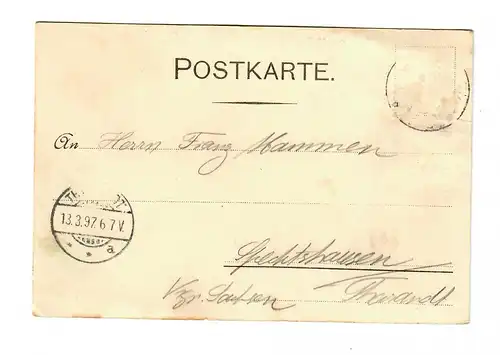 Carte de vue du dof de Pensée (Bayern) 1897 selon Spechtshausen/Sachsen/Thanndt