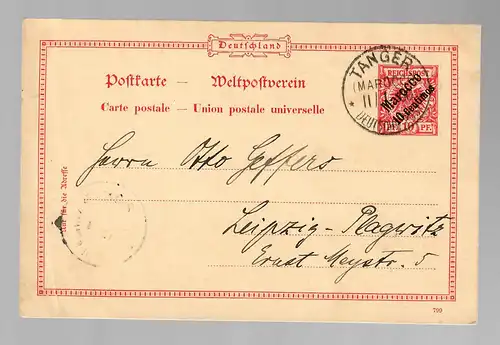 Carte postale Tanger 1900 vers Leipzig.