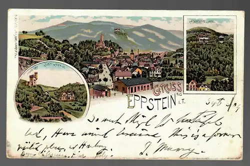 Ansichtskarte Gruss aus Eppstein i.Taunus 1904 nach London, forwarded