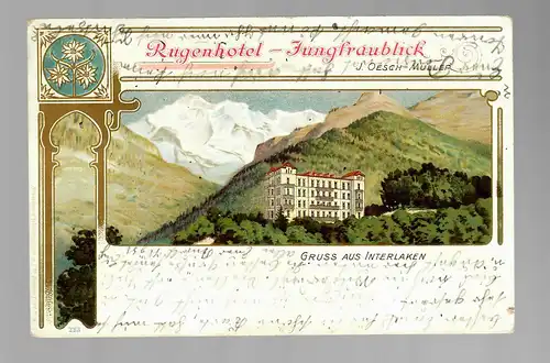 Ansichtskarte Gruss aus Matten b. Interlaken, Rugenhotel-Karte 1907 - Elberfeld
