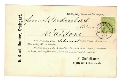 Carte postale Stuttgart vers Waldsee, carte représentante