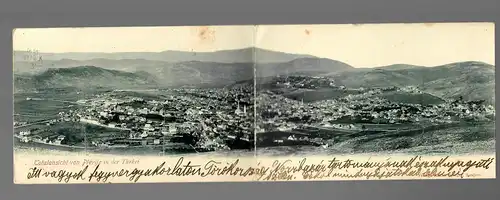 Doppel-Ansichtskarte Plevlja in der Türkei, 1901, Feldpost Expeditionskorps