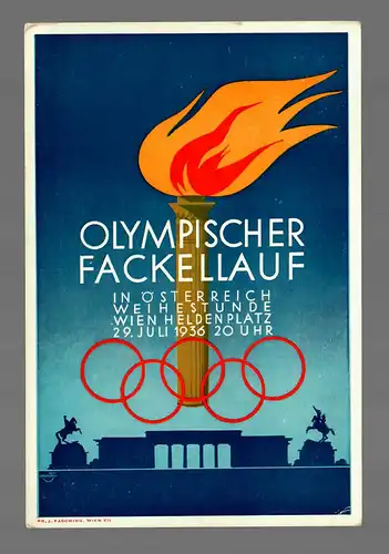 AK1936: Flamme olympique en Autriche avec un tampon spécial