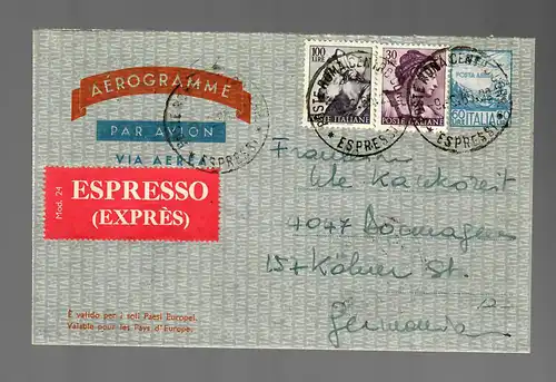 Italy: air mail Express 1965, Roma to Dormagen
