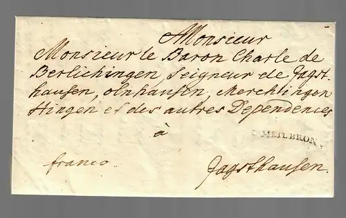 Lettre D'Helbronn vers Jagsthausen 1787