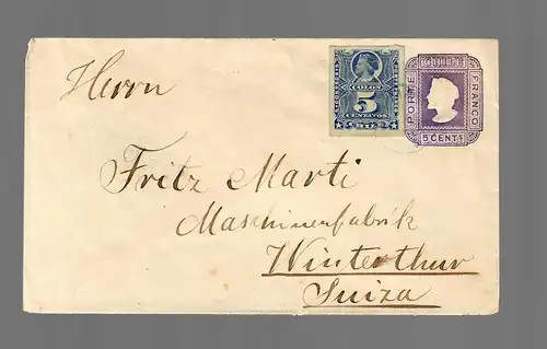 Valdivia to Winterthur/Switzerland 1892