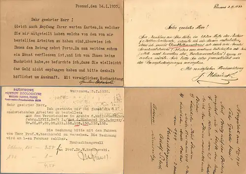 9x polish post carts 1934/1938, Poznan, Warszawa, all to Stuttgart