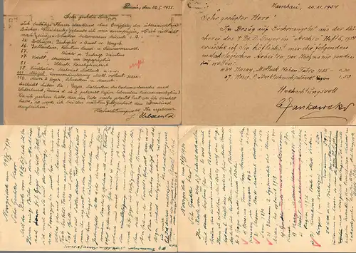 9x polish post carts 1934/1938, Poznan, Warszawa, all to Stuttgart