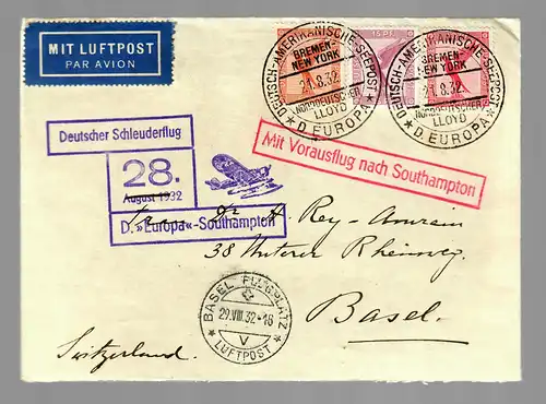 Vol de l'Europe à Southampton vers Bâle en 1932